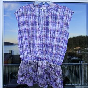 CAbi #731 Eva peplum plaid blouse s
